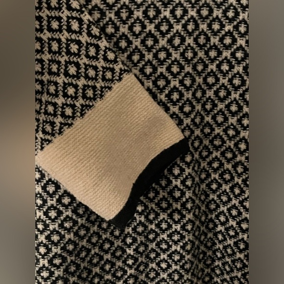 J. Jill Mock Neck Cotton Blend Knit Sweater Black Cream Large - Picture 6 of 7